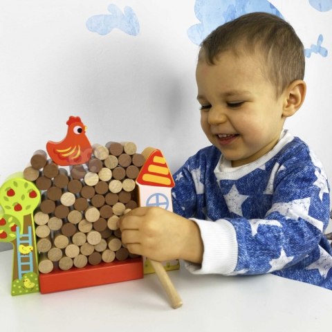 TOOKY TOY Gra Spadająca Kura Drewniana Farma Wieża z klocków TOOKY TOY Gra Spadająca Kura Drewniana Farma Wieża z klocków