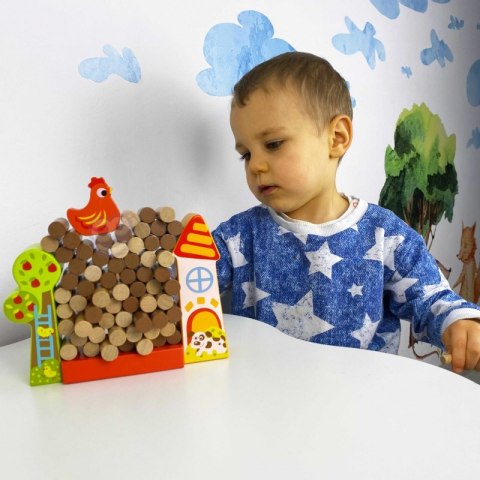 TOOKY TOY Gra Spadająca Kura Drewniana Farma Wieża z klocków TOOKY TOY Gra Spadająca Kura Drewniana Farma Wieża z klocków