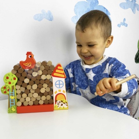 TOOKY TOY Gra Spadająca Kura Drewniana Farma Wieża z klocków TOOKY TOY Gra Spadająca Kura Drewniana Farma Wieża z klocków