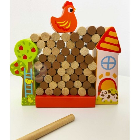 TOOKY TOY Gra Spadająca Kura Drewniana Farma Wieża z klocków TOOKY TOY Gra Spadająca Kura Drewniana Farma Wieża z klocków