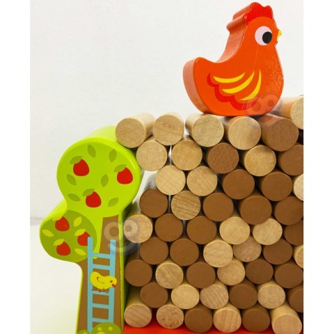 TOOKY TOY Gra Spadająca Kura Drewniana Farma Wieża z klocków TOOKY TOY Gra Spadająca Kura Drewniana Farma Wieża z klocków