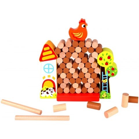 TOOKY TOY Gra Spadająca Kura Drewniana Farma Wieża z klocków TOOKY TOY Gra Spadająca Kura Drewniana Farma Wieża z klocków