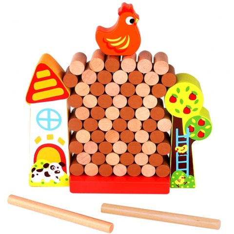 TOOKY TOY Gra Spadająca Kura Drewniana Farma Wieża z klocków TOOKY TOY Gra Spadająca Kura Drewniana Farma Wieża z klocków