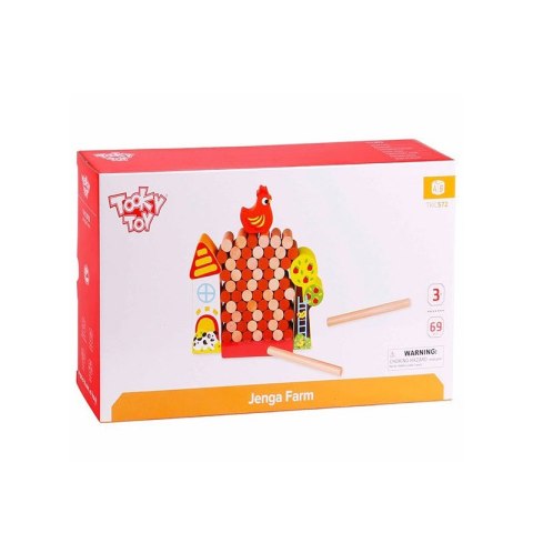 TOOKY TOY Gra Spadająca Kura Drewniana Farma Wieża z klocków TOOKY TOY Gra Spadająca Kura Drewniana Farma Wieża z klocków