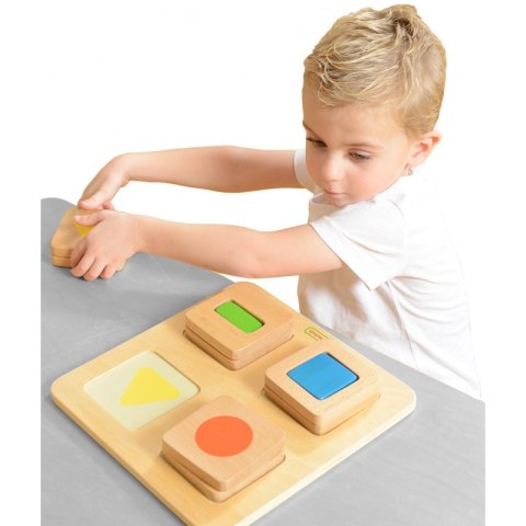 MASTERKIDZ Sensoryczny Sorter Drewniany Kształty i Kolory Montessori