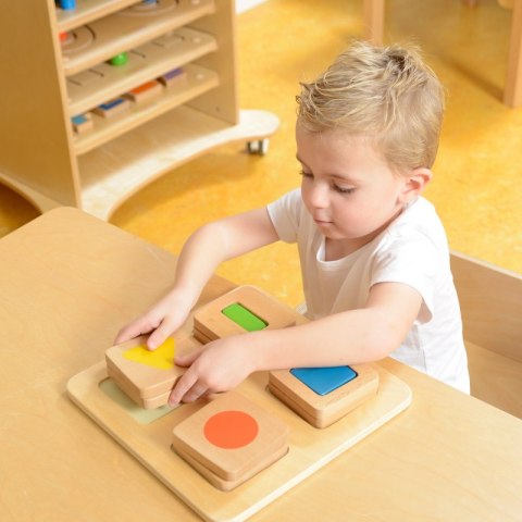 MASTERKIDZ Sensoryczny Sorter Drewniany Kształty i Kolory Montessori