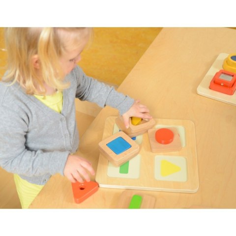 MASTERKIDZ Sensoryczny Sorter Drewniany Kształty i Kolory Montessori