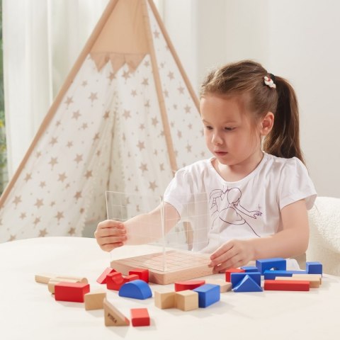 VIGA Drewniana Gra Budowanie Klocki 3D Montessori