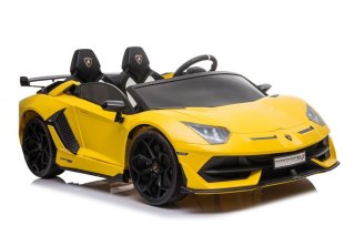 AUTO NA AKUMULATOR DLA 2 DZIECI LAMBORGHINI AVENTADOR DRIFT 15KM/H 2X200W PILOT LED EVA SKÓRA MP3