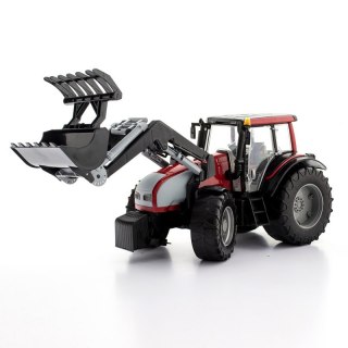 DUŻY TRAKTOR Z KOPARKĄ FARM WORLD SKRĘTNE KOŁA OTWIERANE DRZWI RUCHOMA ŁYŻKA