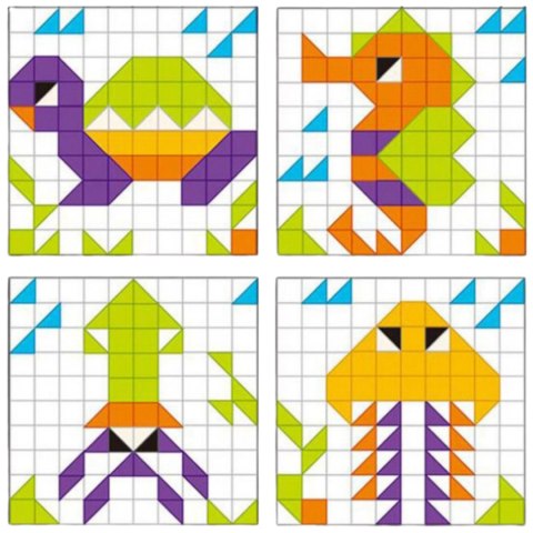 Gra Logiczna Układanka Karty Montessori Tangram Puzzle Klocki Mozaika 128