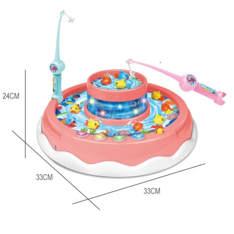 Gra Łowienie Rybek Interaktywny Zestaw Ruchoma Obracana Wędki Led Melodie
