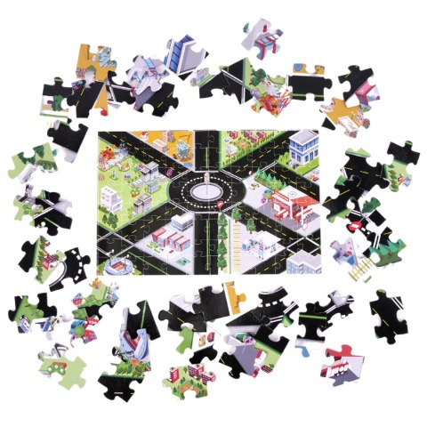 Zestaw Straż Pożarna W Walizce Na Kółkach Pojazdy Strażackie Plansza Puzzle