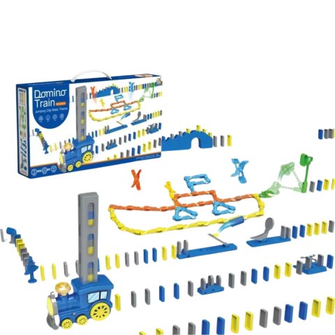 Pociąg Lokomotywa Kolejka Układająca Domino Zabawka Klocki Gra Dla Dzieci