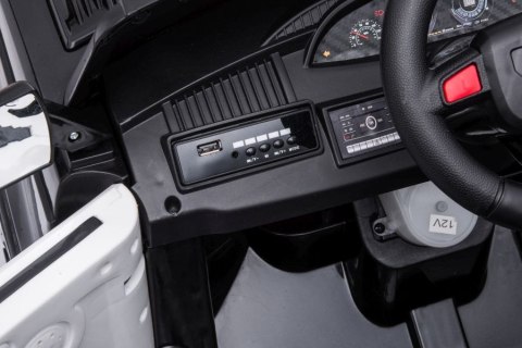 AUTO NA AKUMULATOR DLA DZIECKA POLICJA BBH-021 KOŁA EVA PILOT SKÓRA LED USB