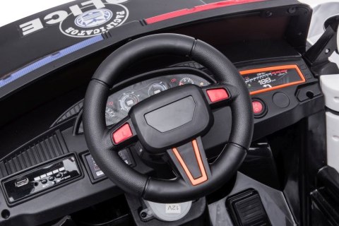 AUTO NA AKUMULATOR DLA DZIECKA POLICJA BBH-021 KOŁA EVA PILOT SKÓRA LED USB