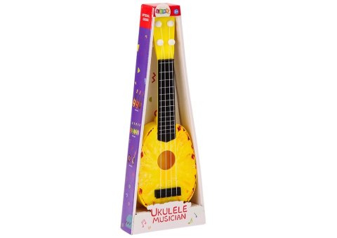 Ukulele Dla Dzieci Mini Gitara 4 Struny Motyw Ananasa Gitarka Żółta 15″