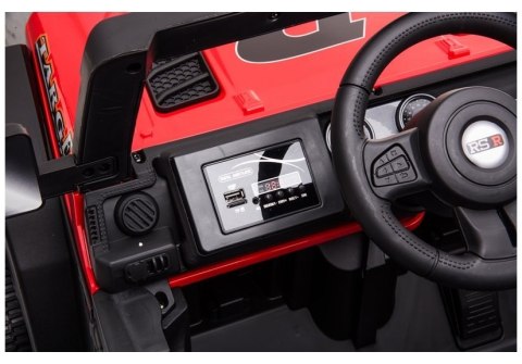 AUTO NA AKUMULATOR DLA DZIECKA DŻIP JEEP BBH-016 PILOT EVA SKÓRA LED MP3 CZERWONY