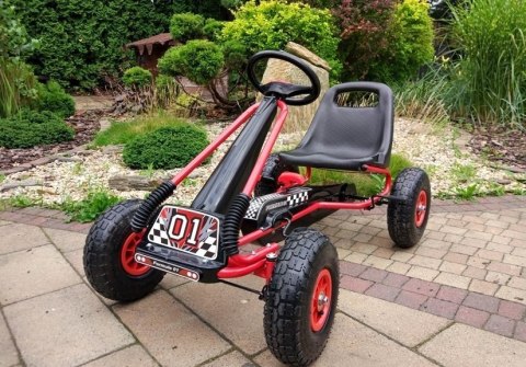 Gokart Czerwony A-15 Pompowane Koła Gokart Czerwony A-15 Pompowane Koła
