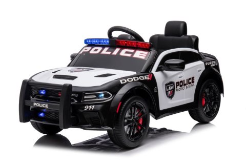 AUTO NA AKUMULATOR DLA DZIECKA DODGE CHARGER POLICJA MEGAFON PILOT KOŁA EVA SKÓRA LED MP3