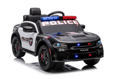 AUTO NA AKUMULATOR DLA DZIECKA DODGE CHARGER POLICJA MEGAFON PILOT KOŁA EVA SKÓRA LED MP3