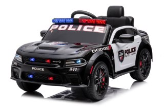 AUTO NA AKUMULATOR DLA DZIECKA DODGE CHARGER POLICJA MEGAFON PILOT KOŁA EVA SKÓRA LED MP3