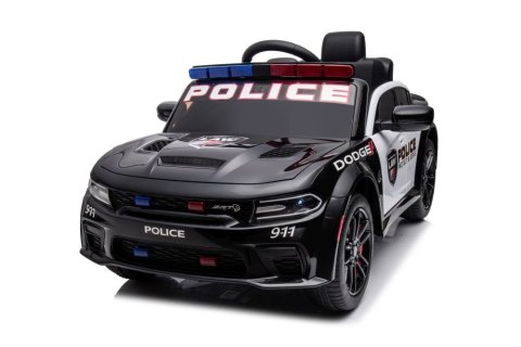 AUTO NA AKUMULATOR DLA DZIECKA DODGE CHARGER POLICJA MEGAFON PILOT KOŁA EVA SKÓRA LED MP3