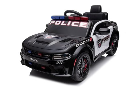 AUTO NA AKUMULATOR DLA DZIECKA DODGE CHARGER POLICJA MEGAFON PILOT KOŁA EVA SKÓRA LED MP3