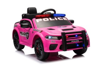 AUTO NA AKUMULATOR DLA DZIECKA DODGE CHARGER POLICJA MEGAFON PILOT KOŁA EVA SKÓRA LED MP3