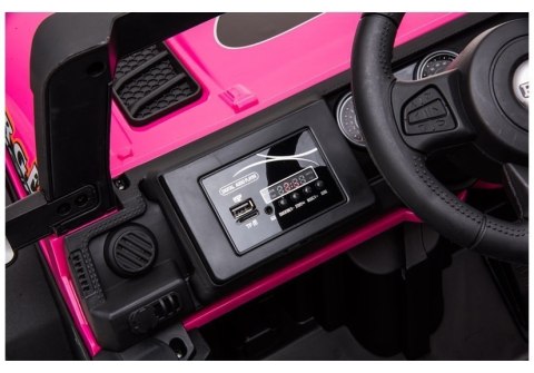 AUTO NA AKUMULATOR DLA DZIECKA DŻIP JEEP BBH-016 PILOT EVA SKÓRA LED MP3 RÓŻOWY