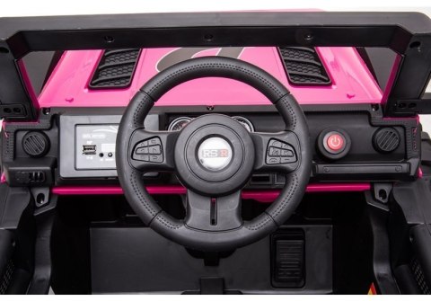 AUTO NA AKUMULATOR DLA DZIECKA DŻIP JEEP BBH-016 PILOT EVA SKÓRA LED MP3 RÓŻOWY