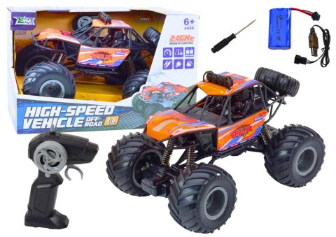 DUŻY SAMOCHÓD ZDALNIE STEROWANY AUTO RC 1:8 ROCK CRAWLER AMORTYZATORY PILOT 2.4G AKU