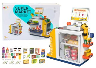 SUPERMARKET SKLEP Z KASĄ FISKALNĄ DLA DZIECI SKANER ŚWIATŁA DŹWIĘK PRODUKTY