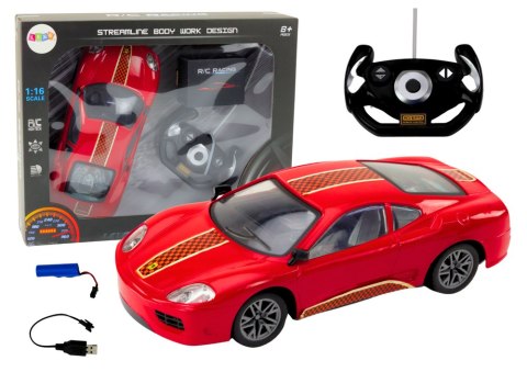 Auto Sportowe Zdalnie Sterowane Na Pilota 1:16 R/C Czerwone Auto Sportowe Zdalnie Sterowane Na Pilota 1:16 R/C Czerwone