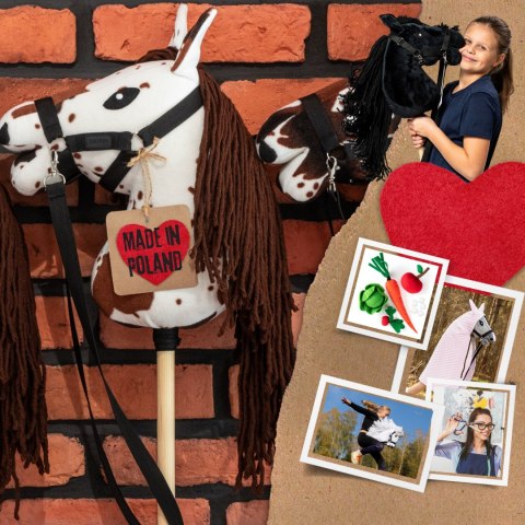 KONIK NA KIJU DO SKAKANIA MASKOTKA HOBBY HORSE SKIPPI GNIADO-SROKATY ROZMIAR A4