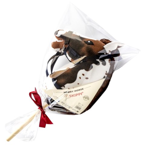 KONIK NA KIJU DO SKAKANIA MASKOTKA HOBBY HORSE SKIPPI GNIADO-SROKATY ROZMIAR A5