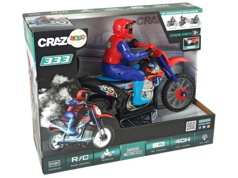 MOTOR CROSSOWY RC MOTOCYKL ZDALNIE STEROWANY 1:10 20KM/H PILOT 2.4 DYM DŹWIĘK