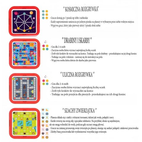 WOOPIE Stolik Gier Planszowych Logicznych 65 el. Zestaw 10w1