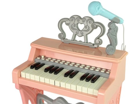 PIANINKO ORGANY KEYBOARD DLA DZIECKA STOŁEK MIKROFON STATYW 25 KLAWISZY 6 INSTRUMENTÓW RÓŻOWE