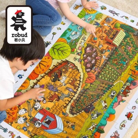 ROBOTIME Drewniane Puzzle + Gra Edukacyjna 48 el.