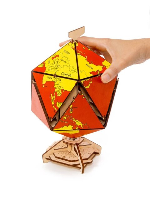 EWA Drewniane Puzzle 3D - Dwudziestościenny Czerwony Globus