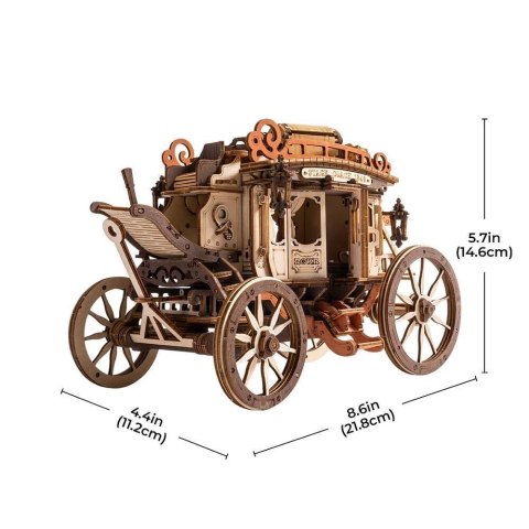 ROBOTIME Drewniane Puzzle Model 3D - Pozytywka Dyliżans Bryczka