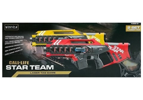 KARABINY PISTOLETY LASEROWE BROŃ DO GRY LASER TAG ZESTAW 2 KOLORY ZASIEG 60M