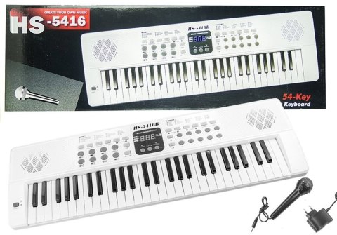 KEYBOARD ORGANY PIANINO HS5416 MIKROFON 2 GŁOŚNIKI WYŚWIETLACZ TRYB NAUKI