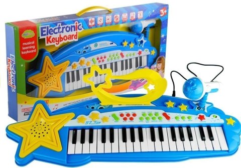 KEYBOARD PIANINKO ORGANY DLA DZIECI 37 KLAWISZY MIKROFON MP3 NAGRYWANIE GŁOŚNIK NIEBIESKI