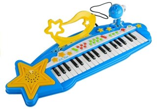 KEYBOARD PIANINKO ORGANY DLA DZIECI 37 KLAWISZY MIKROFON MP3 NAGRYWANIE GŁOŚNIK NIEBIESKI