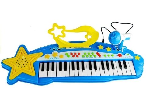 KEYBOARD PIANINKO ORGANY DLA DZIECI 37 KLAWISZY MIKROFON MP3 NAGRYWANIE GŁOŚNIK NIEBIESKI