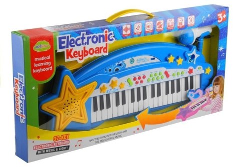 KEYBOARD PIANINKO ORGANY DLA DZIECI 37 KLAWISZY MIKROFON MP3 NAGRYWANIE GŁOŚNIK NIEBIESKI