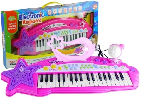 KEYBOARD PIANINKO ORGANY DLA DZIECI 37 KLAWISZY MIKROFON MP3 NAGRYWANIE GŁOŚNIK RÓŻOWE