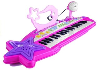 KEYBOARD PIANINKO ORGANY DLA DZIECI 37 KLAWISZY MIKROFON MP3 NAGRYWANIE GŁOŚNIK RÓŻOWE